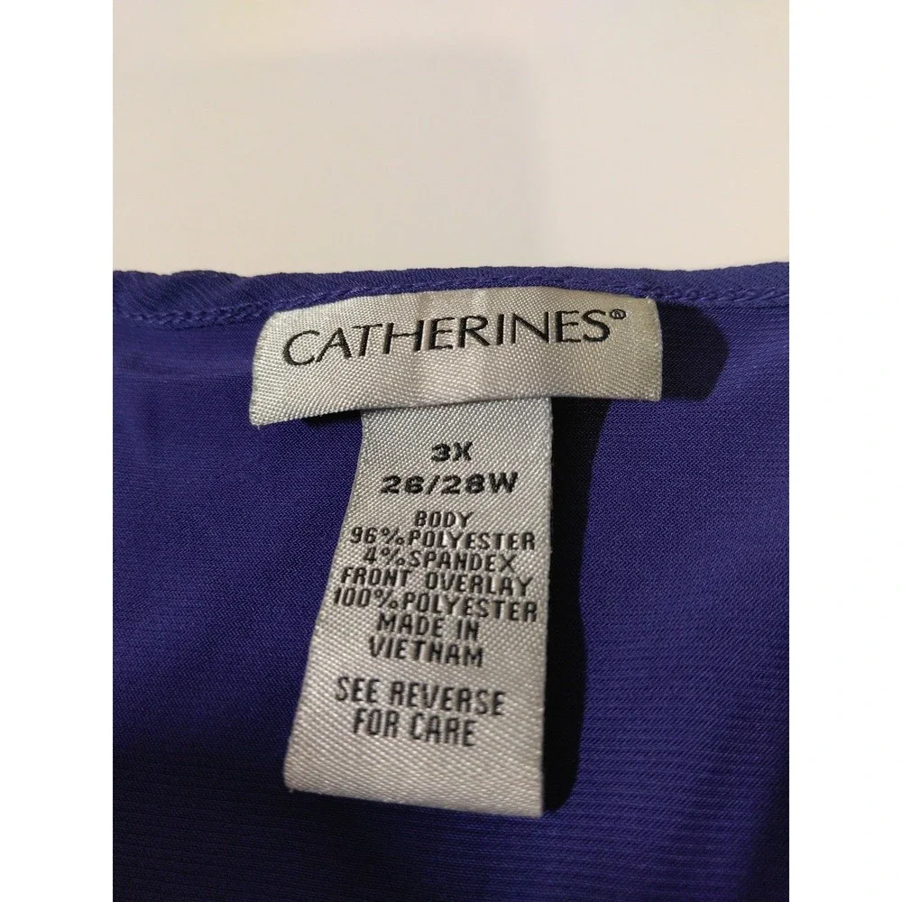 Catherines Elegant Layered Front Tunic Top Plus Size 3x Asymmetrical Hem Office